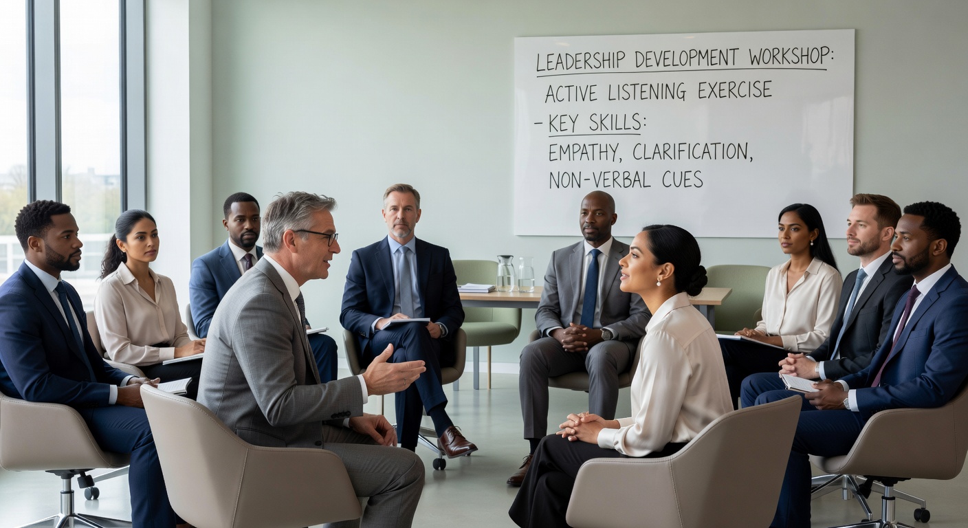 Participants engaged in an active listening workshop facilitated by Clarendon Advisory