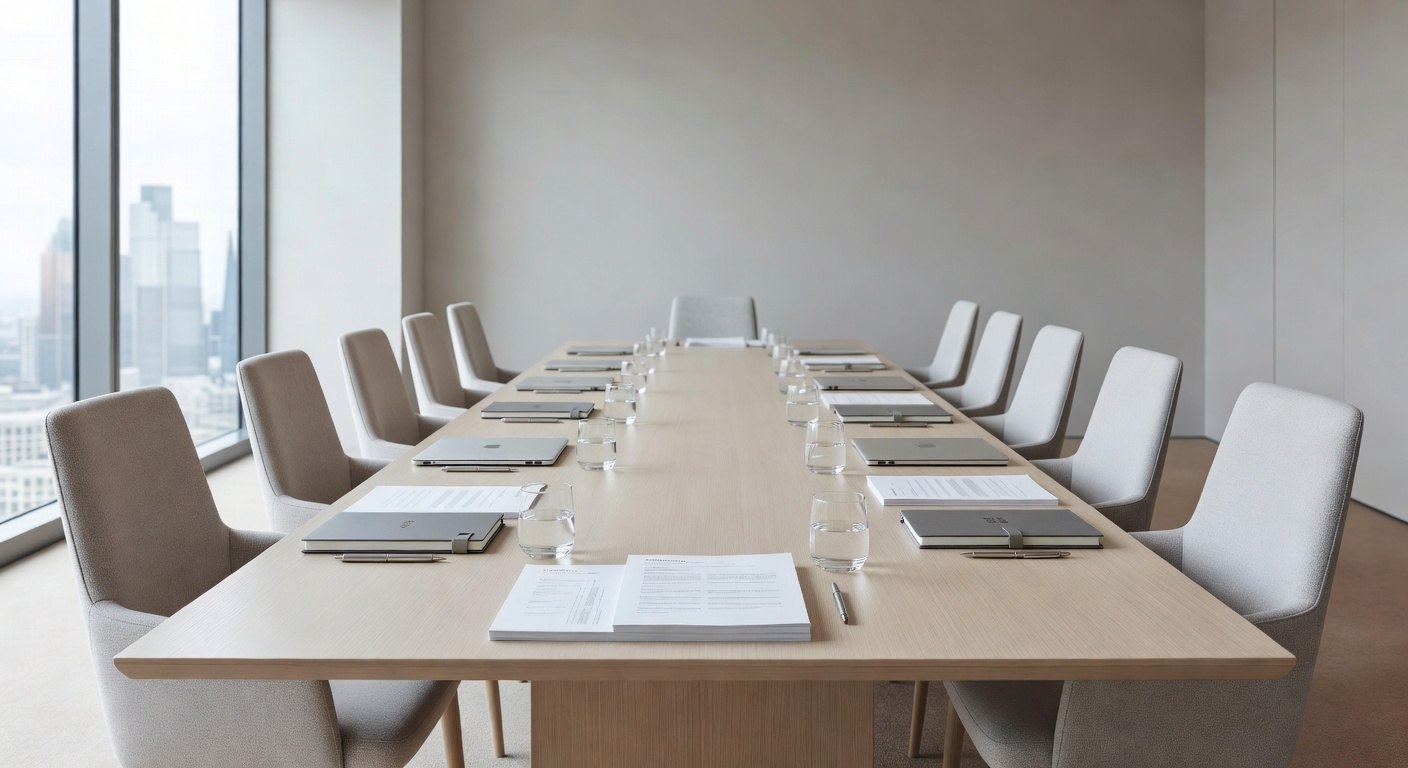 Professional boardroom prepared for a Clarendon Advisory leadership facilitation session